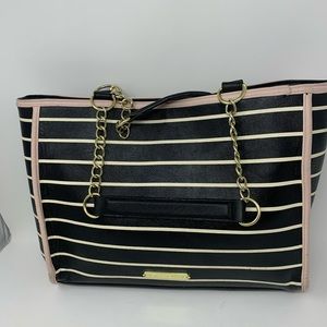 BETSEY JOHNSON | Striped Rose gold black stripe large  Purse Bag